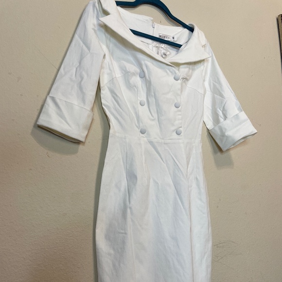 Stunning White vintage style pinup cocktail dress 50s 60s - Picture 6 of 13